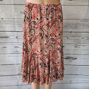 Sassia Red Paisley Skirt Size 4/6 NWT